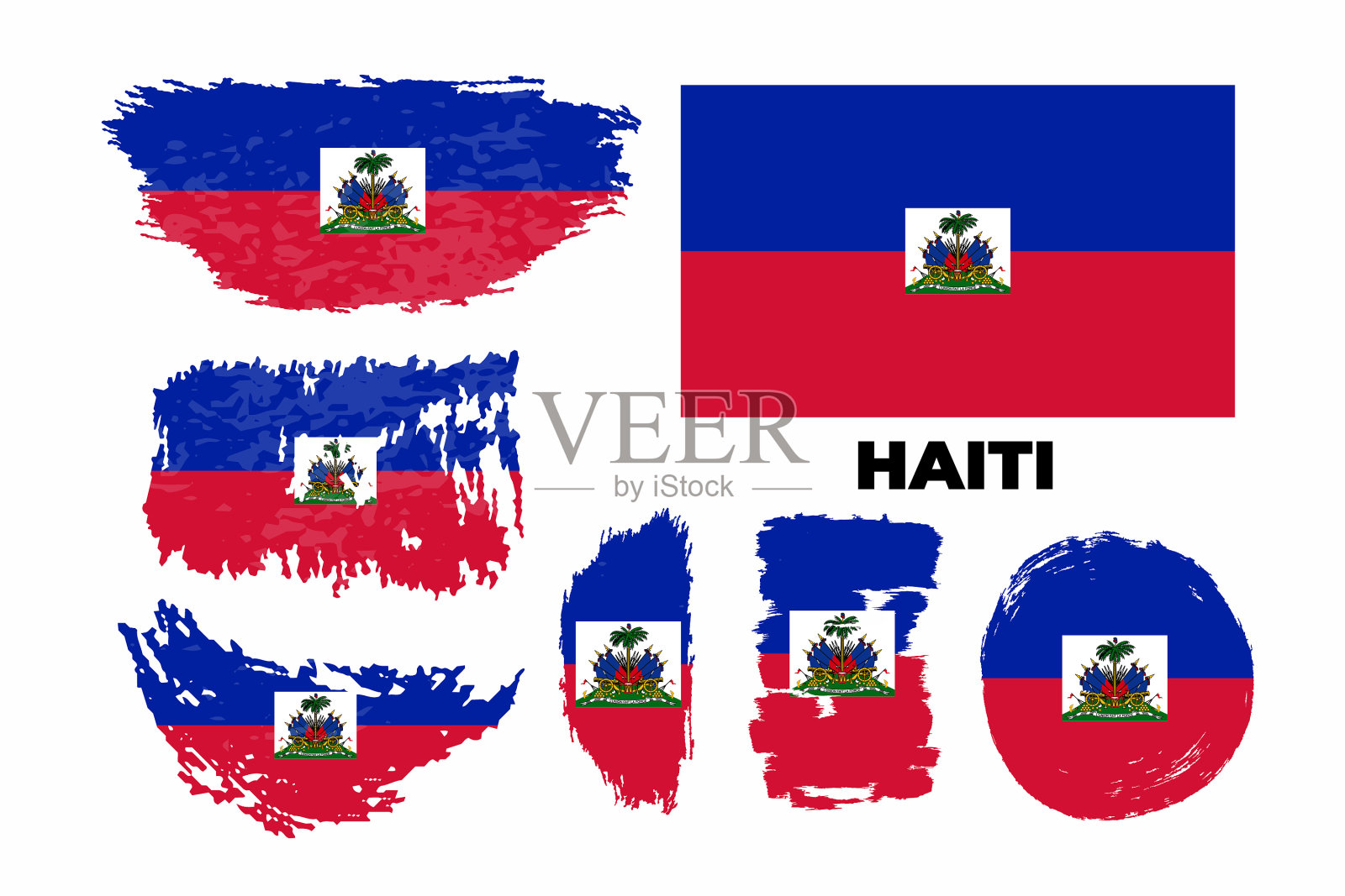 Grunge风格刷海地国旗插画图片素材