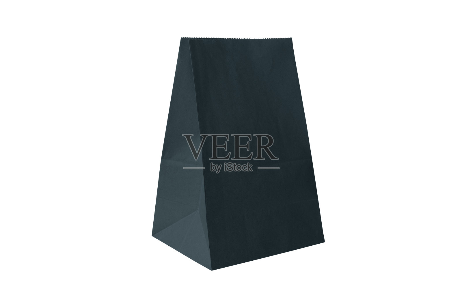 白色背景上孤立的绿色纸袋。照片摄影图片