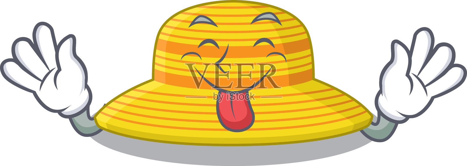 滑稽的夏季帽子卡通设计与舌头设计元素图片