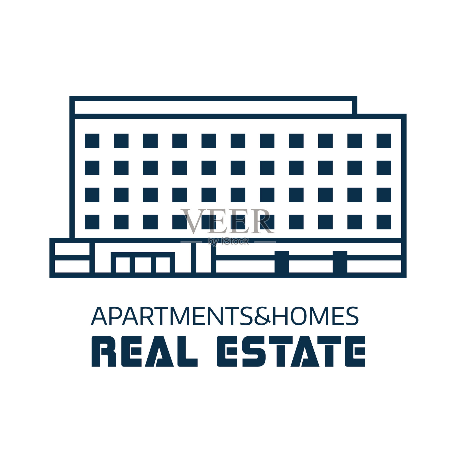 房地产中介的标志在线条艺术插画图片素材