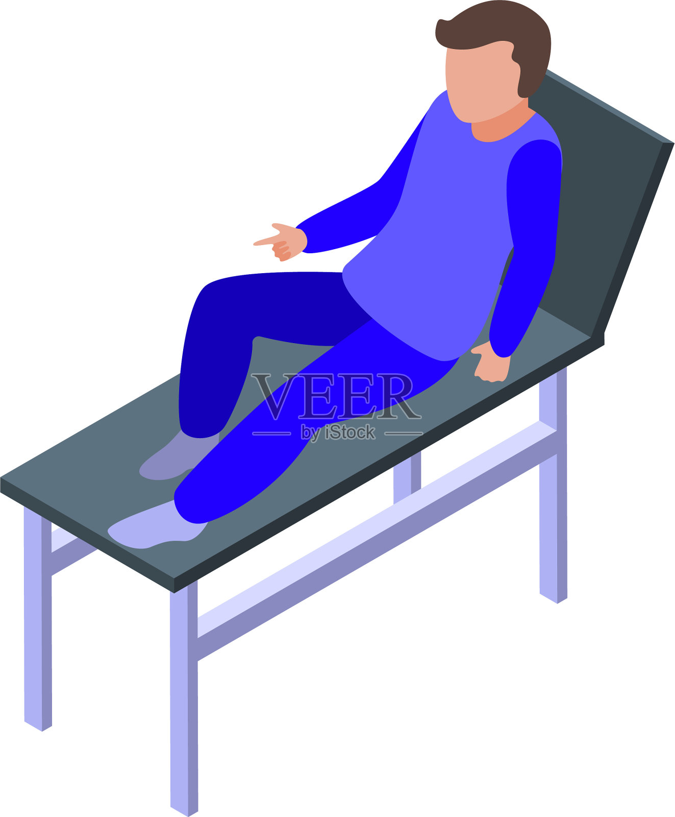 物理治疗师医院病床图标等距插画图片素材