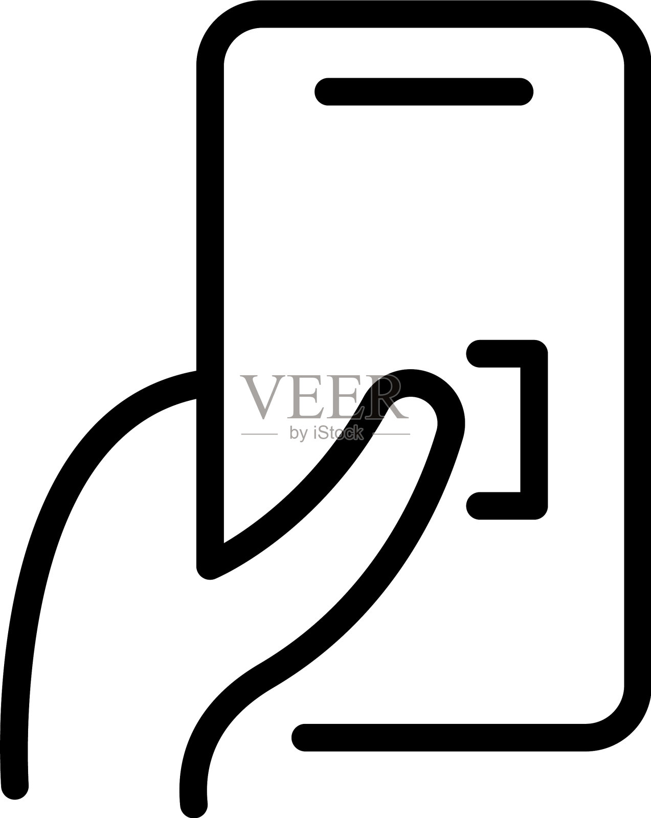 阅读智能手机图标轮廓风格插画图片素材