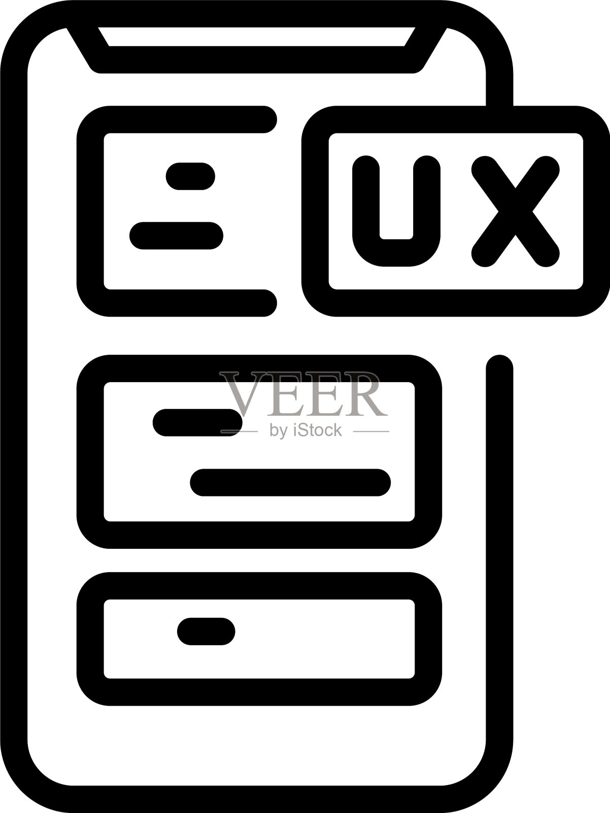 智能手机ux交互图标轮廓风格插画图片素材