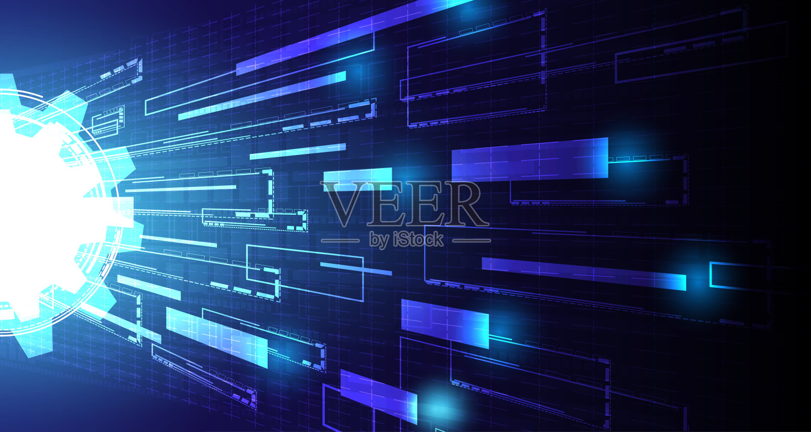 技术风格辉光电路板EP.1。插画图片素材