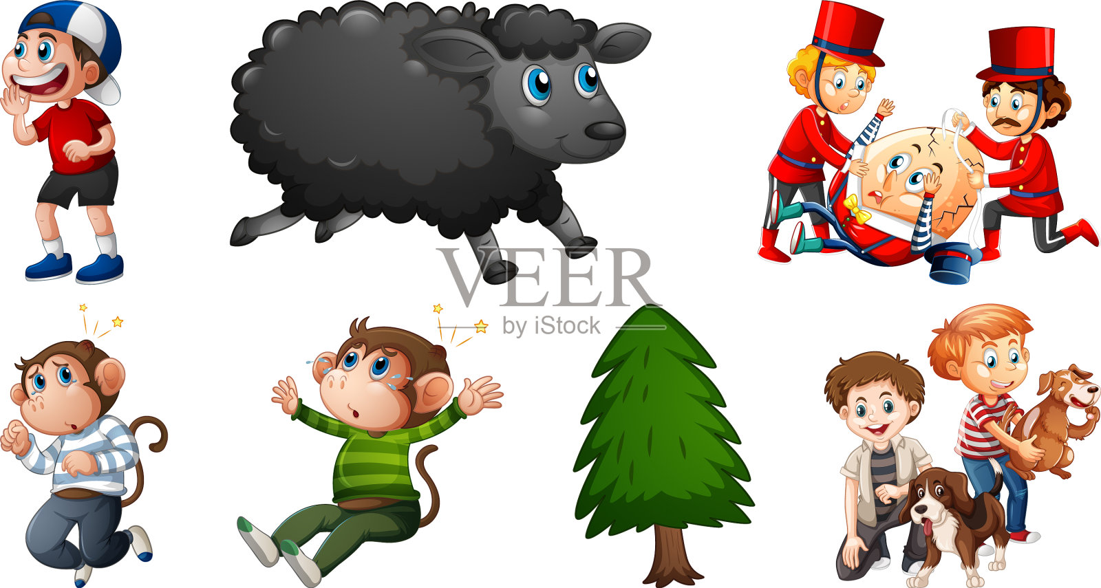 设置不同的童谣人物孤立插画图片素材