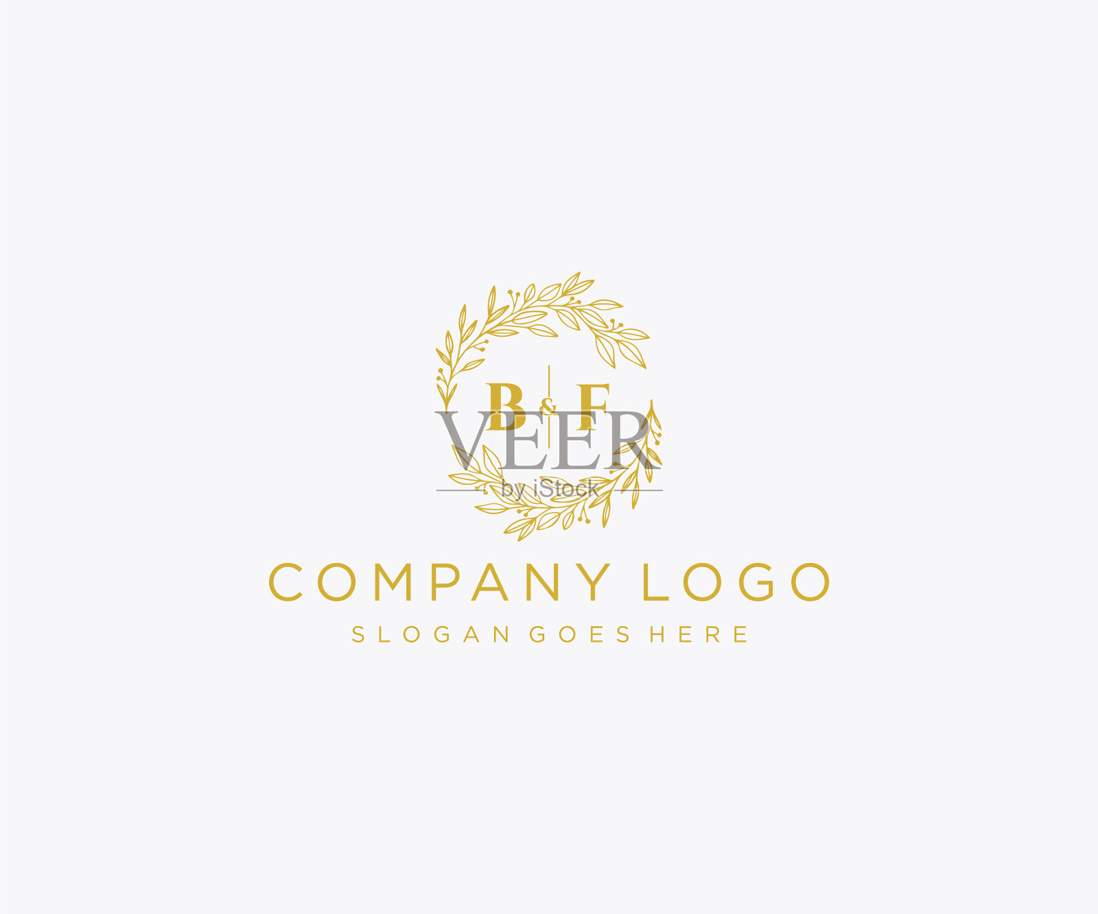 最初的bf字母，花框架，字母组合婚礼插画图片素材