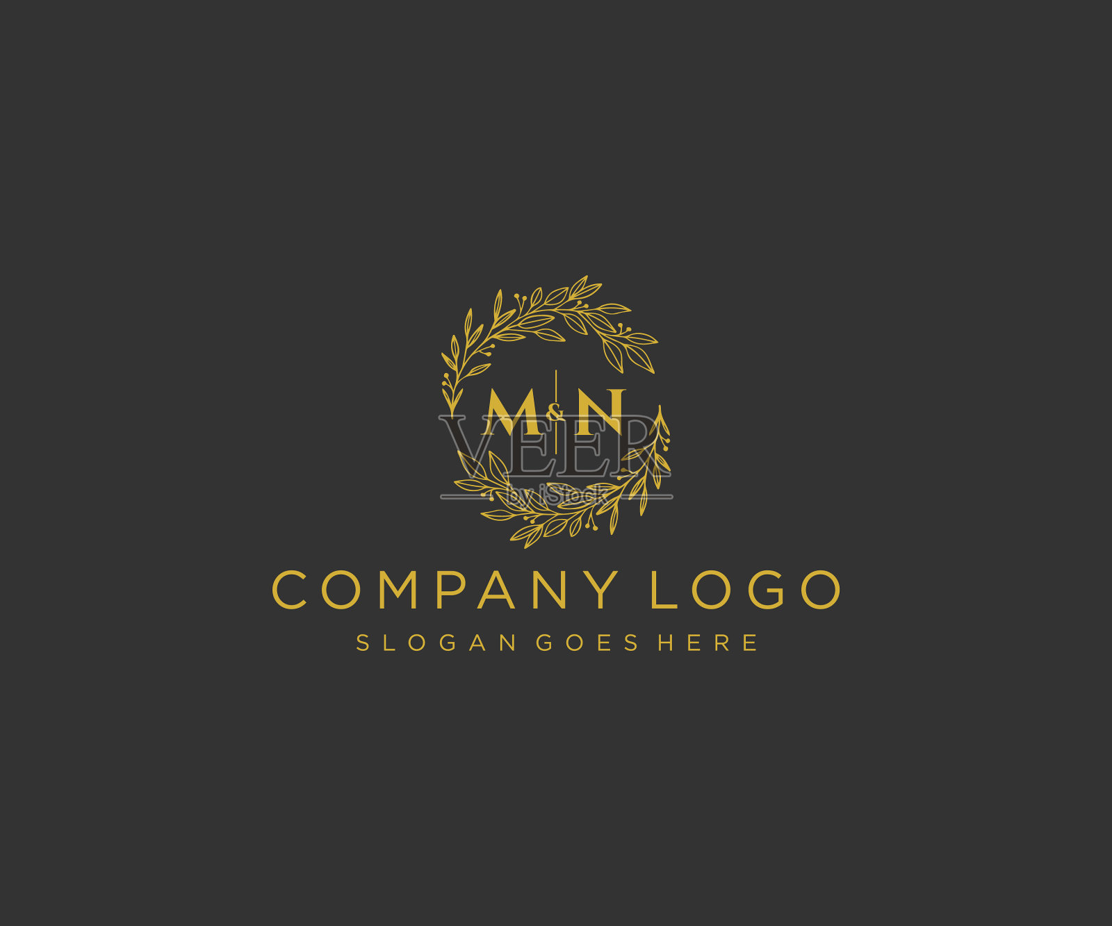 首mn字母，花框架，字母组合婚礼插画图片素材