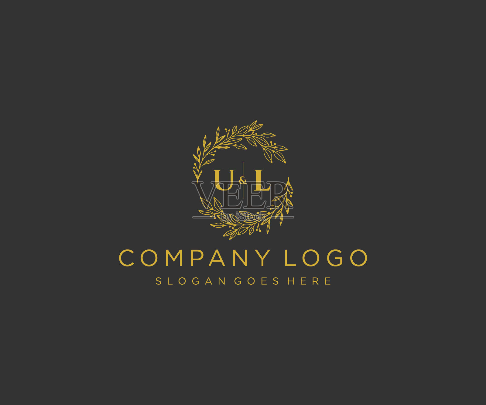 首字母ul花框架字母婚礼插画图片素材