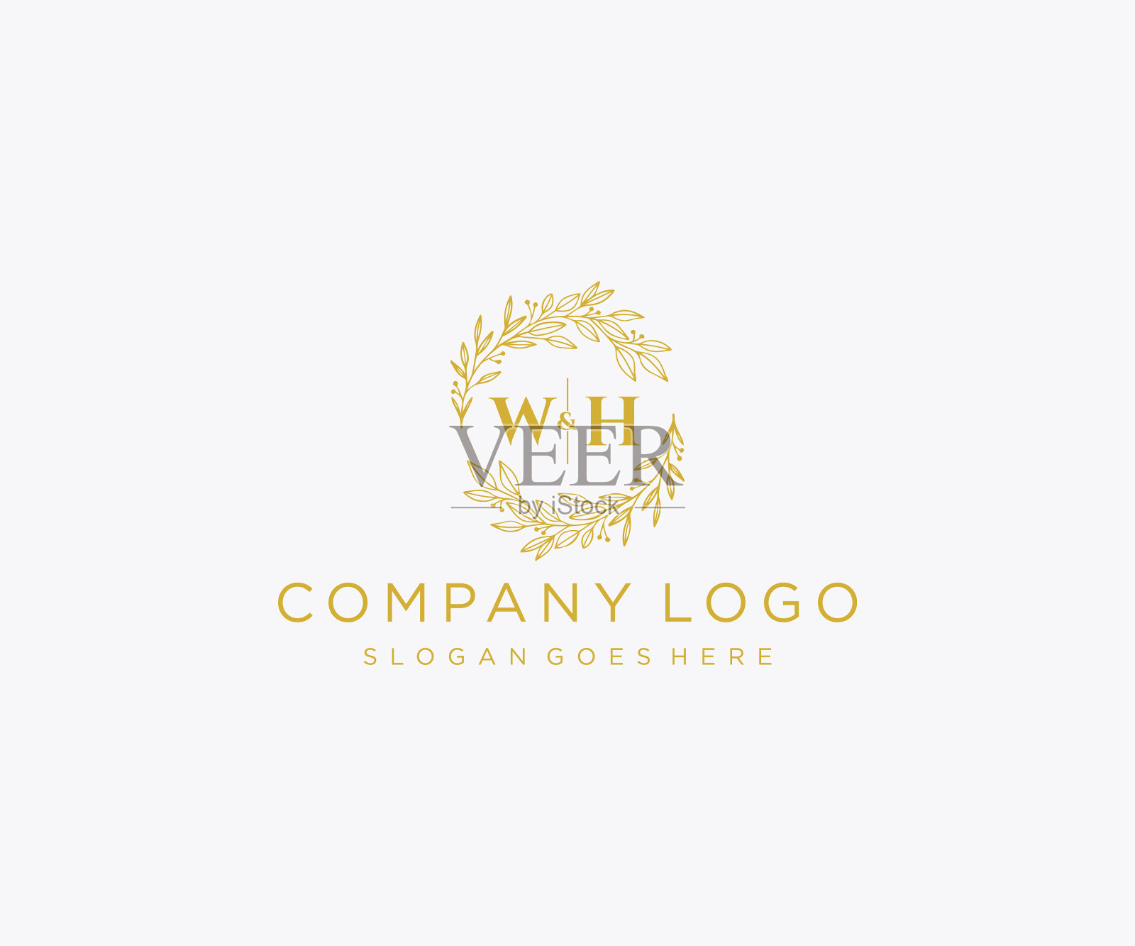 首字母wh字母，花框架，字母组合婚礼插画图片素材