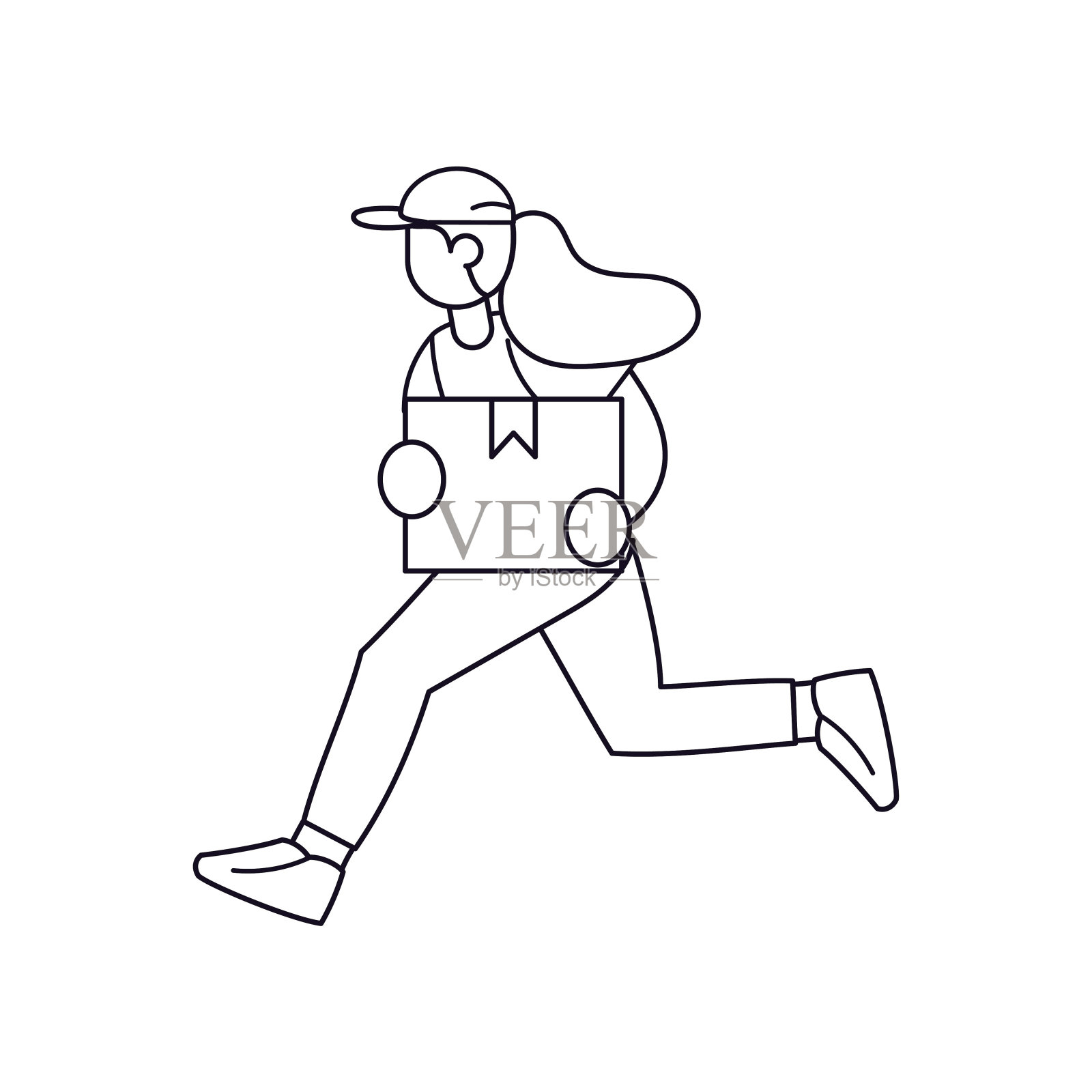 带着包裹的孤立快递员插画图片素材