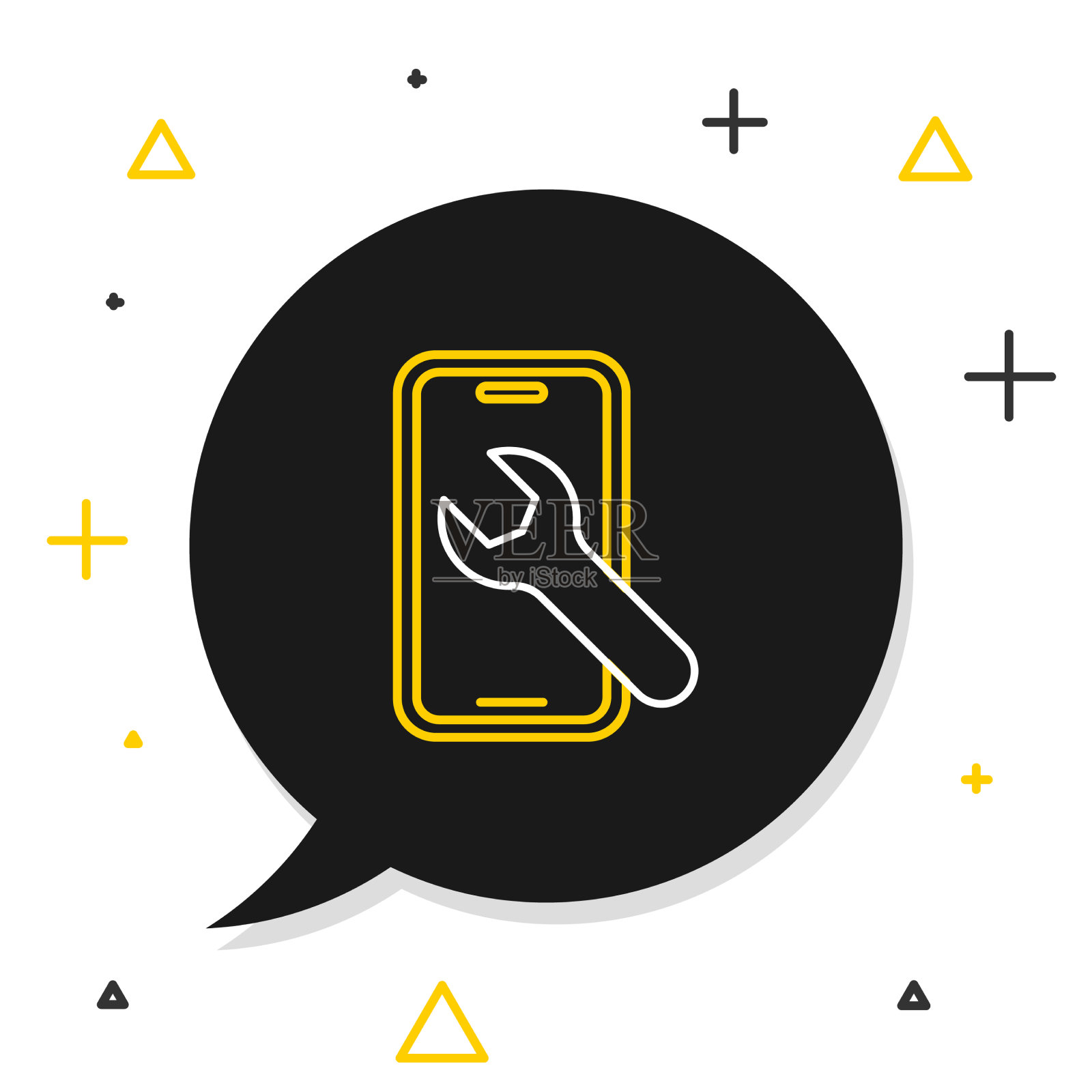 Line手机与扳手图标隔离插画图片素材