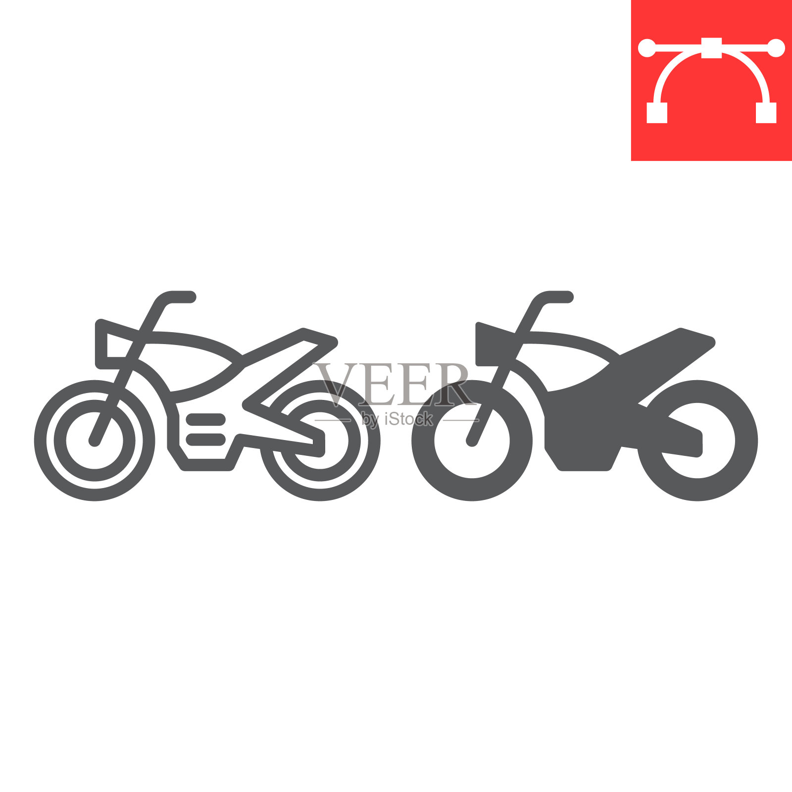 摩托车线和字形图标插画图片素材