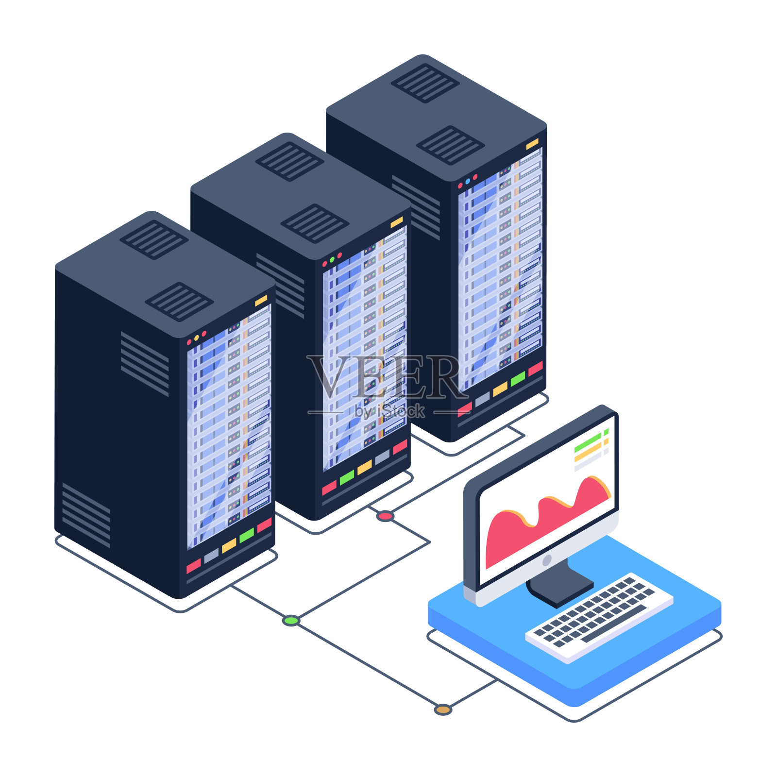 数据服务器显示插画图片素材