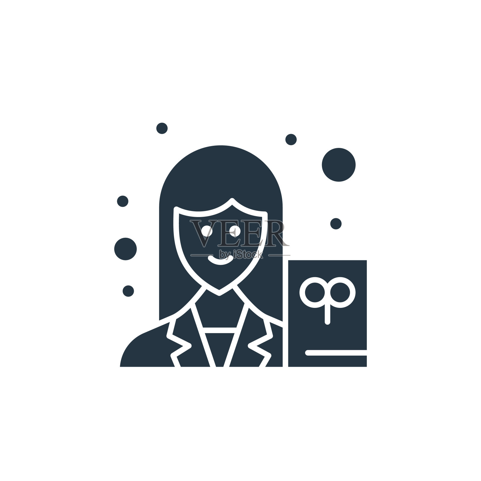 科学家图标。Glyph科学家图标用于网站设计和移动，应用程序开发，打印。来自装满女性化身收集孤立的白色背景的科学家图标。插画图片素材