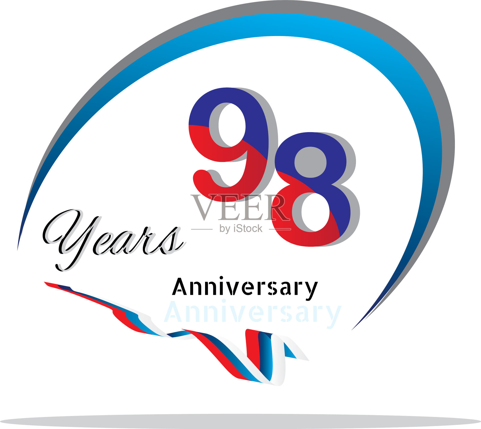 周年庆典标志绿色和红色插画图片素材