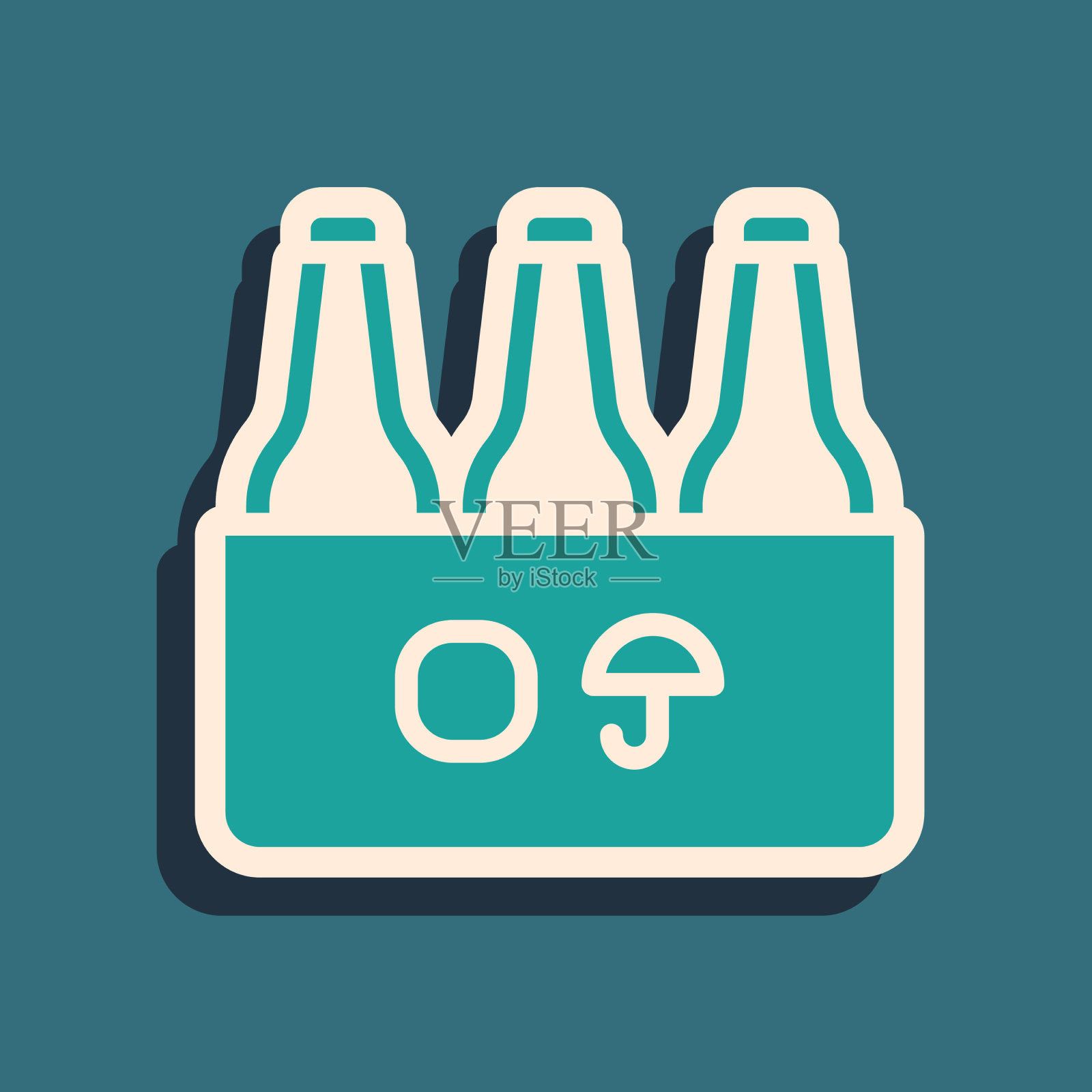 绿色包装啤酒瓶图标孤立在绿色图标素材