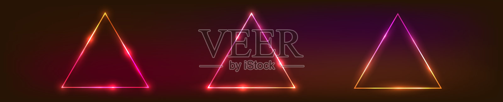 霓虹三角形框架与闪光效果插画图片素材