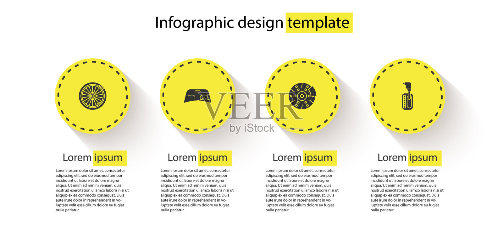 用卡尺固定汽车车轮挡风玻璃制动盘插画图片素材