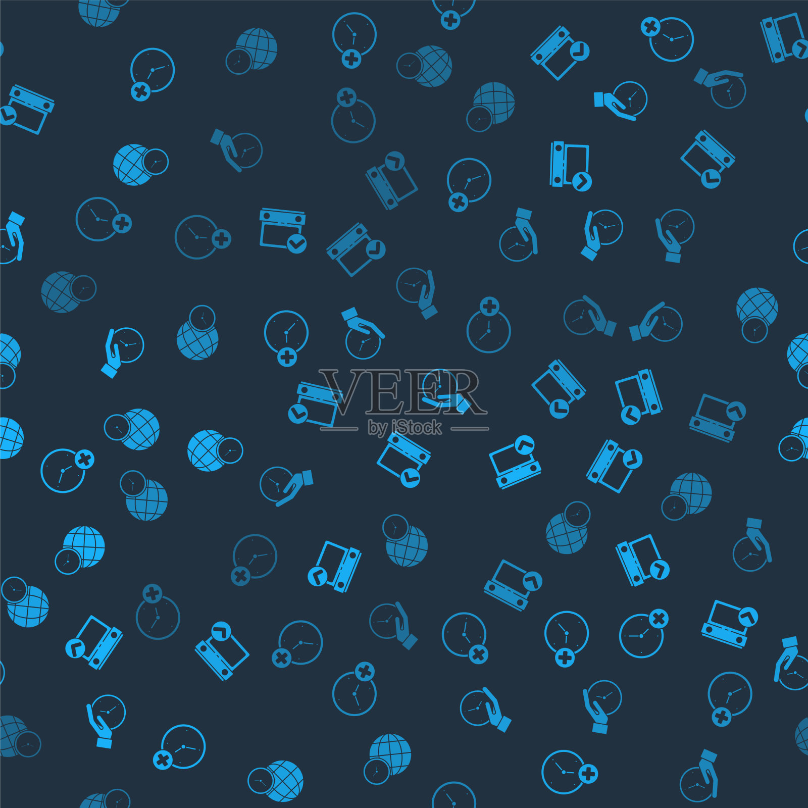 设置带有勾号和的时钟删除日历图标素材