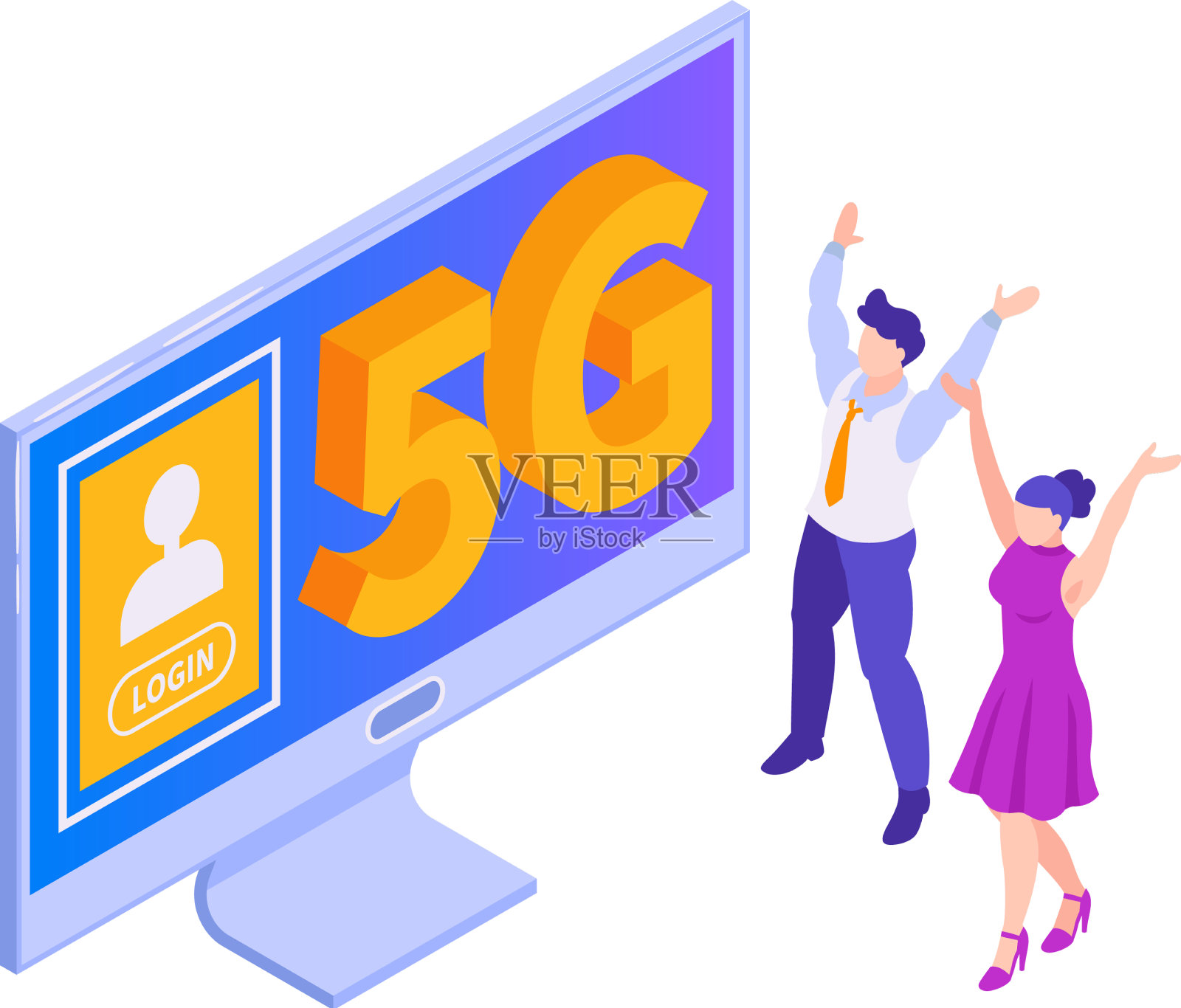 5g计算机等距构成设计元素图片