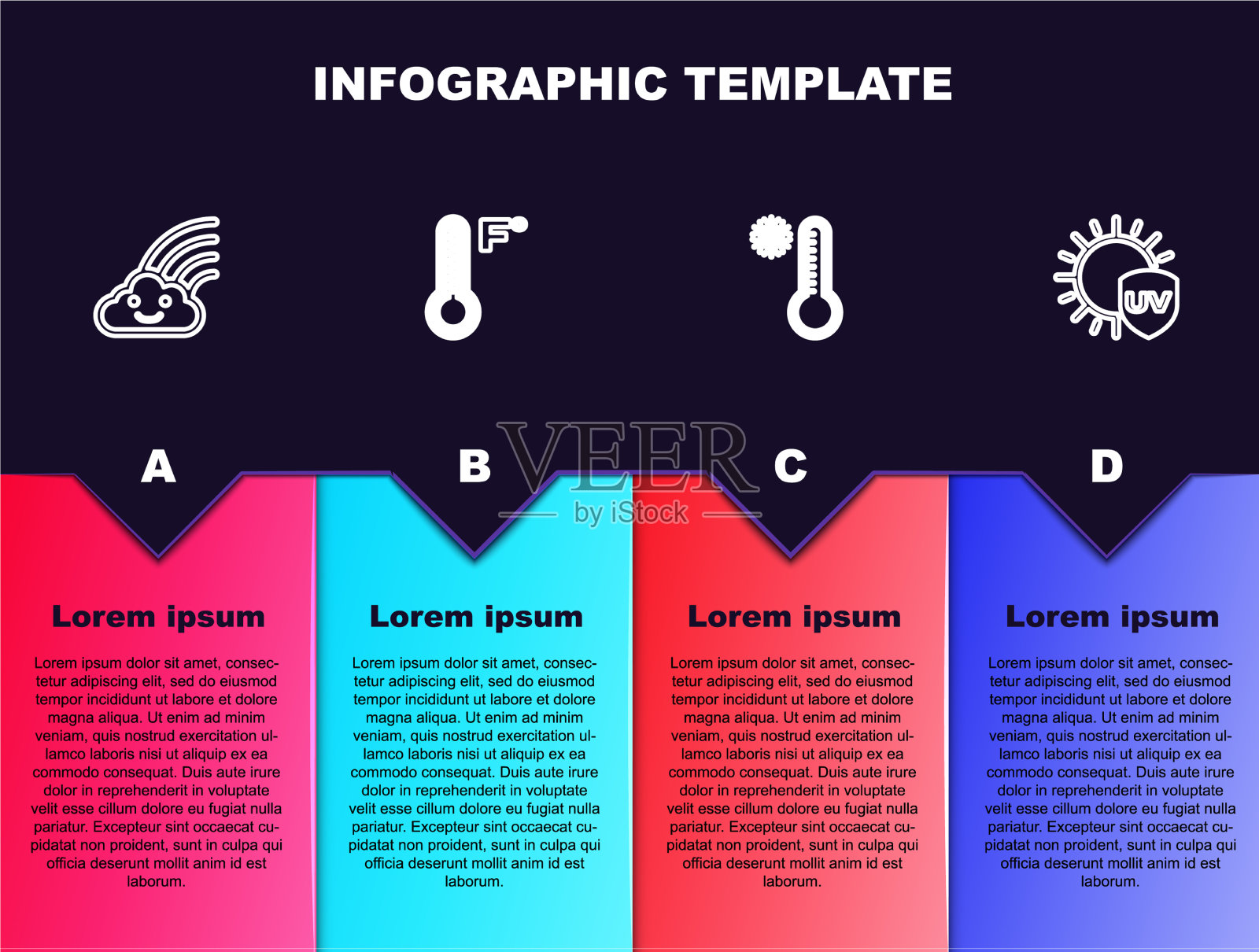 用云气象学设置彩虹线插画图片素材