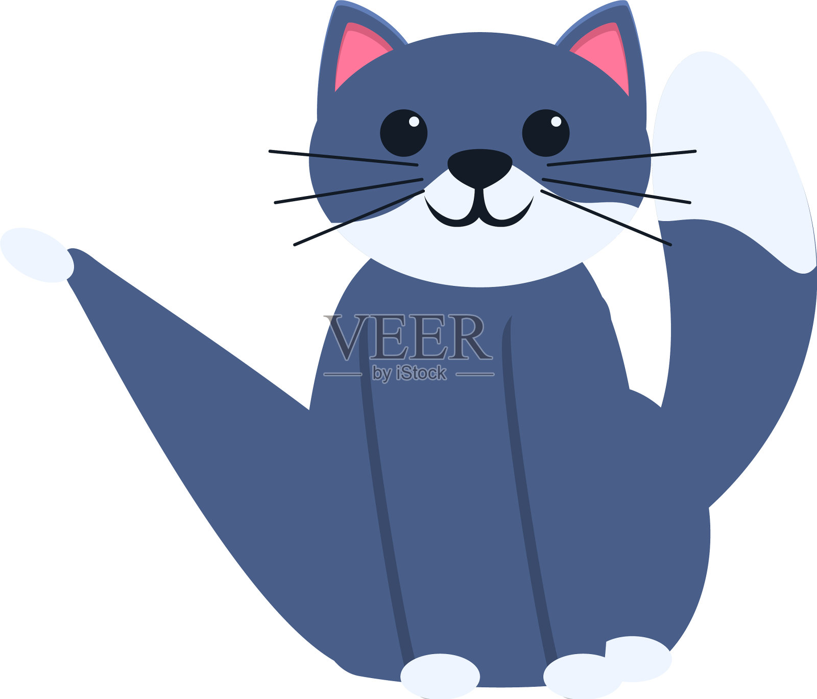 好玩的猫坐图标卡通风格设计元素图片