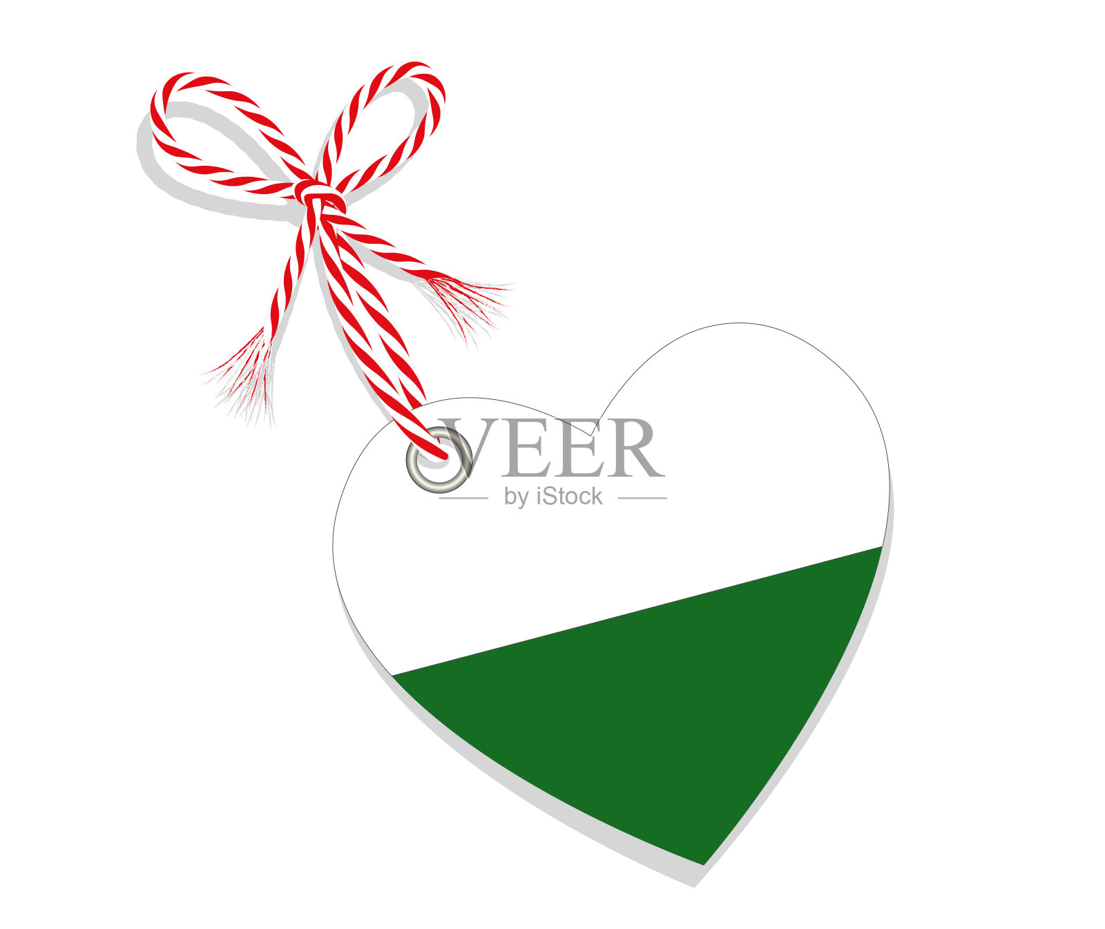 旗帜作为一颗心“我爱萨克森”与绳子，矢量插图孤立在白色的背景插画图片素材