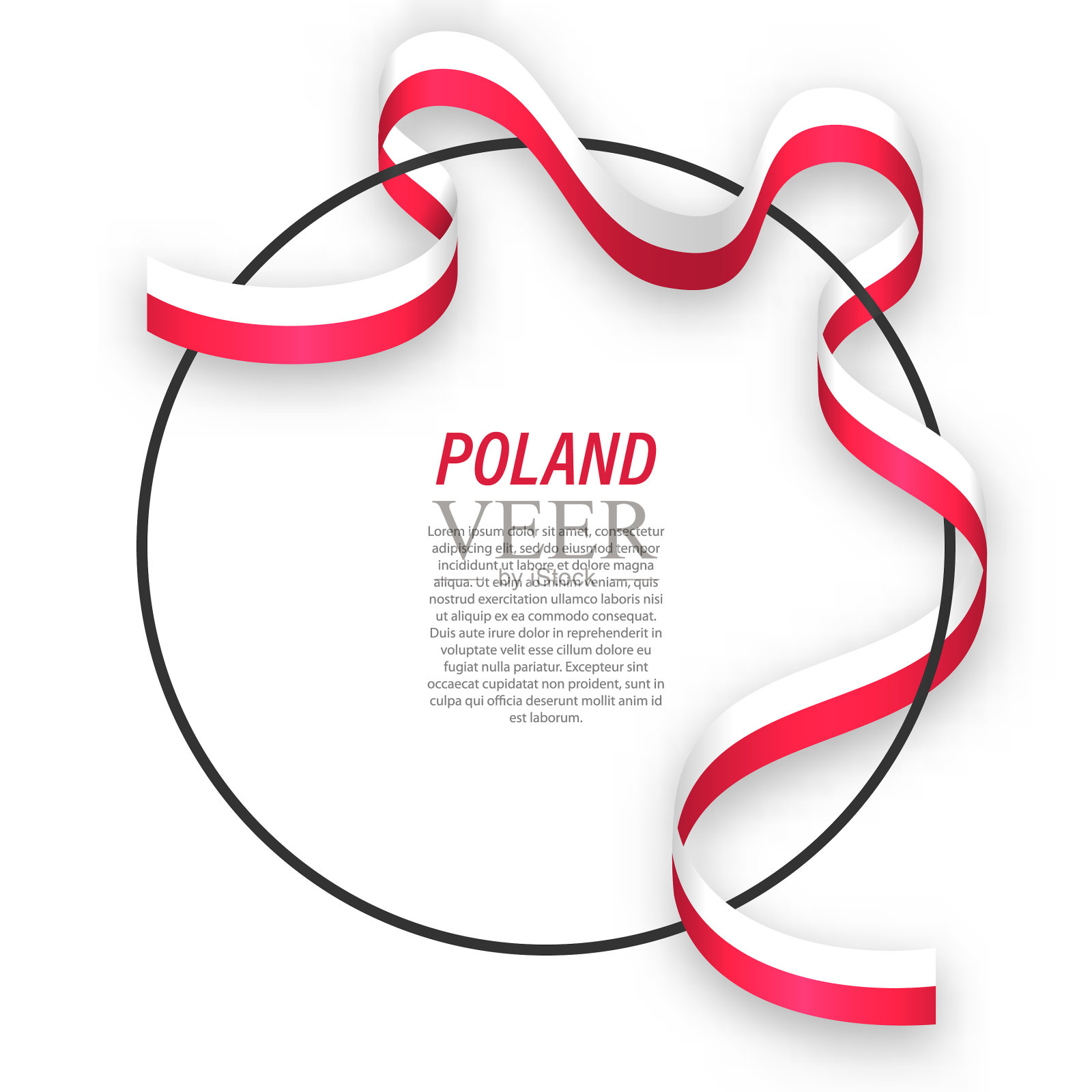 在圆形框架上挥舞波兰彩旗插画图片素材