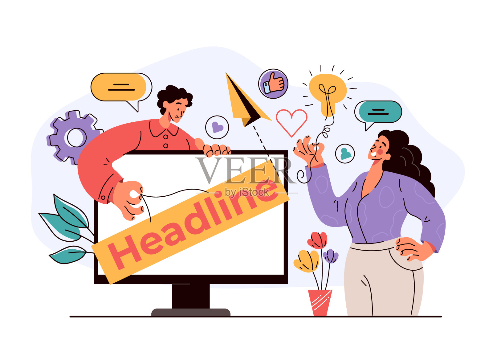 网上互联网演示标题电脑显示器屏幕概念。矢量平面现代风格设计插图插画图片素材