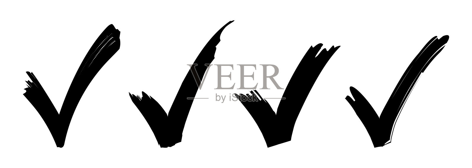 复选标记集。枯燥乏味的复选标记。黑手画检查标志孤立在白色背景。检查表标记设置。矢量图插画图片素材