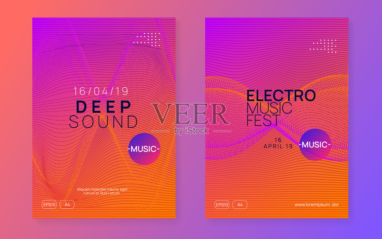 霓虹灯俱乐部传单。电子舞曲。恍惚dj。电子声音电影节。科技活动的海报。插画图片素材