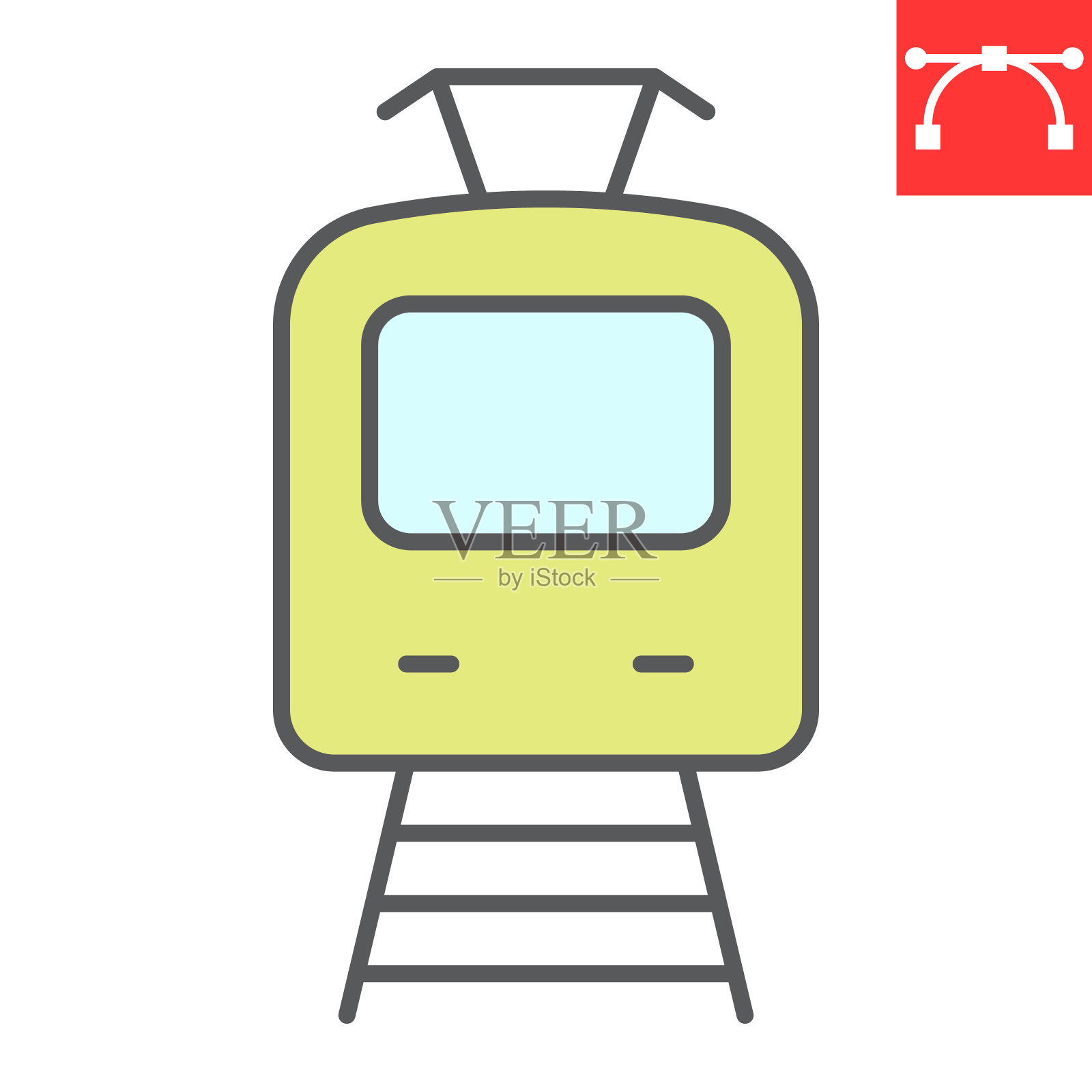 有轨电车颜色线图标插画图片素材