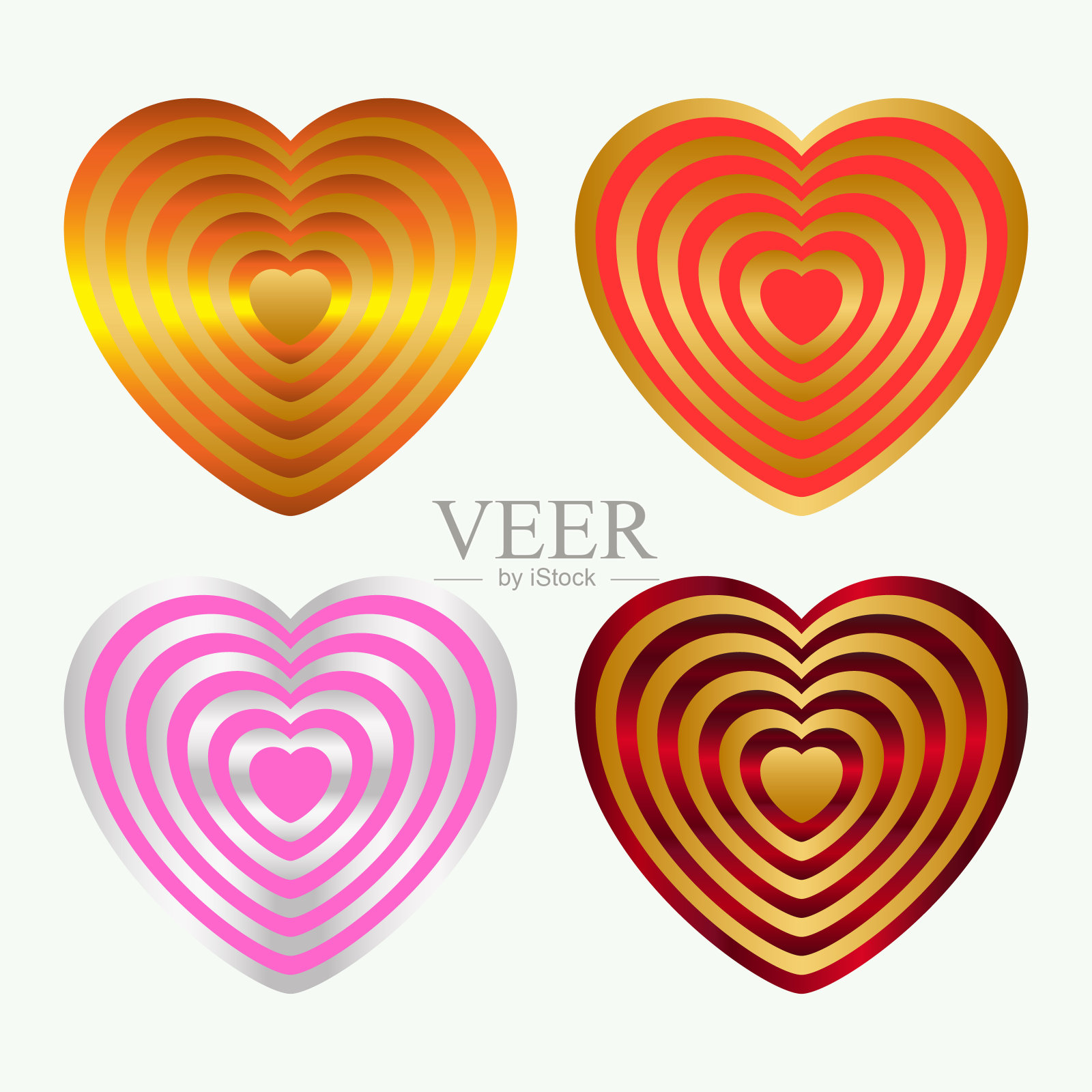 白色背景上闪亮的心。插画图片素材