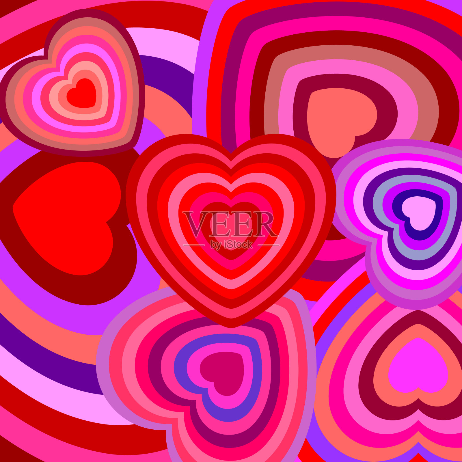 红色和粉色心形图案。设计模板素材