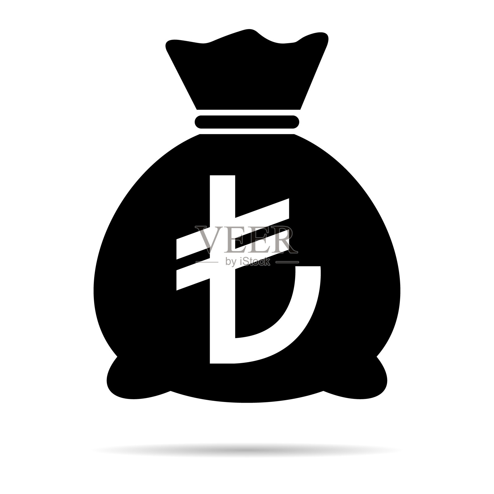 钱袋图标孤立的白色背景。银行符号，利润图形，平面网页标志插画图片素材