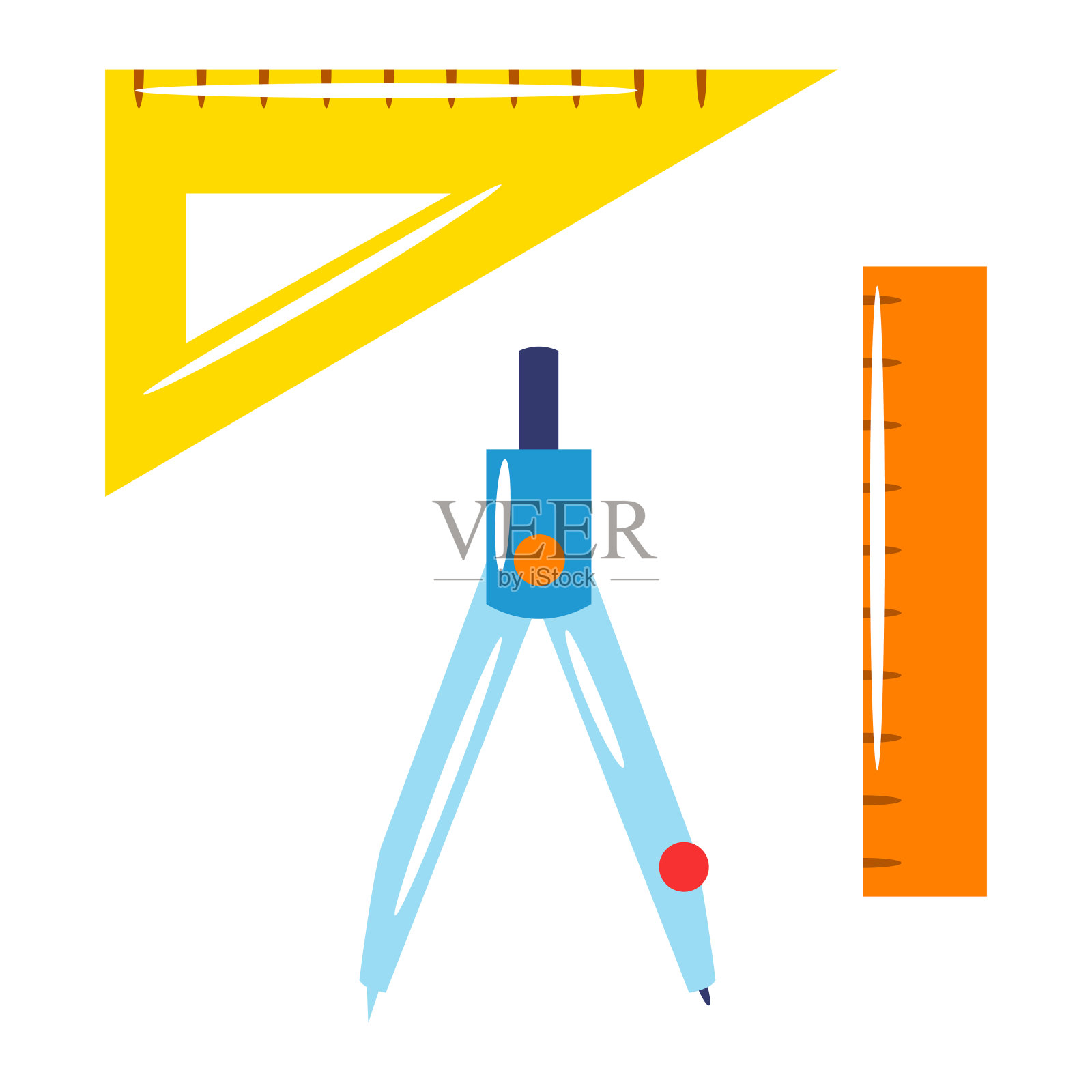 学校和教育项目。一套用品和文具。插画图片素材