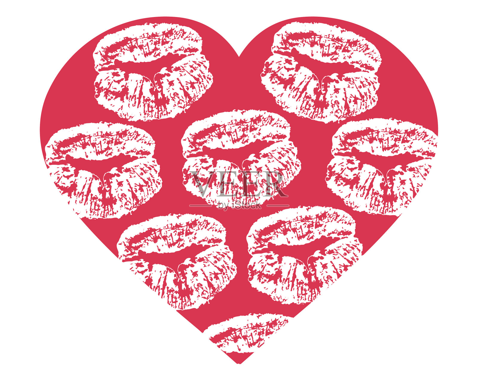 在红心形状的嘴唇上标记爱的标志设计元素图片