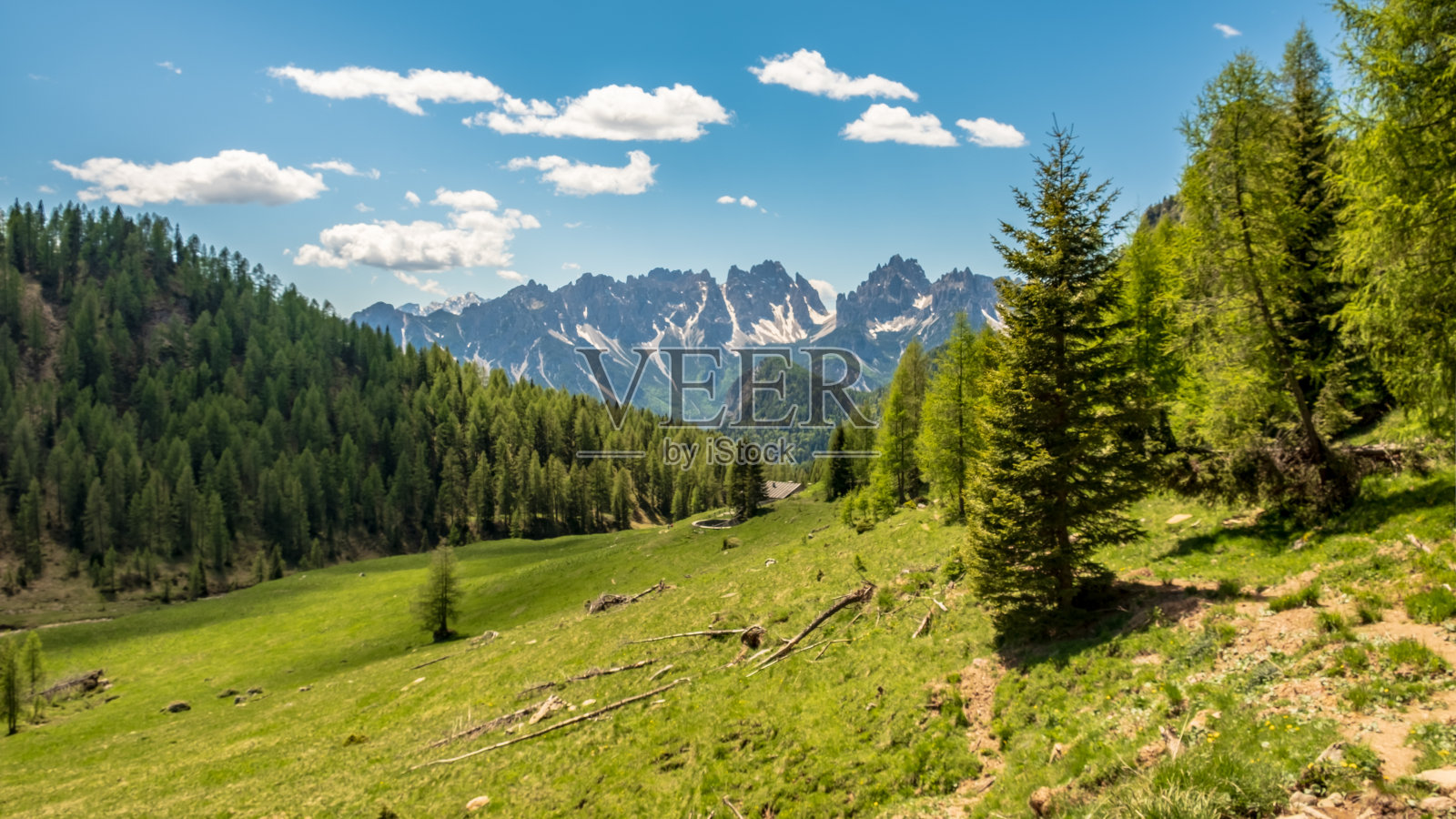 探索美丽的阿尔卑斯山，弗里利-威尼斯朱利亚，意大利春日照片摄影图片