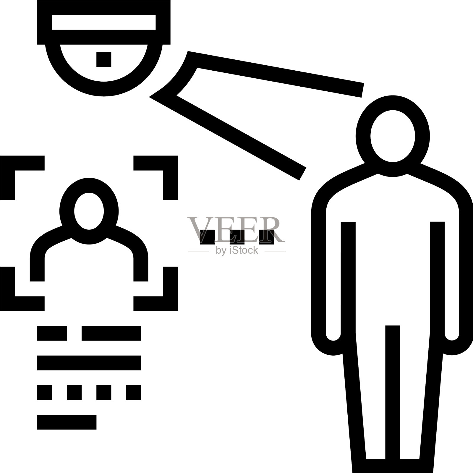 摄像头与人脸识别技术线图标插画图片素材