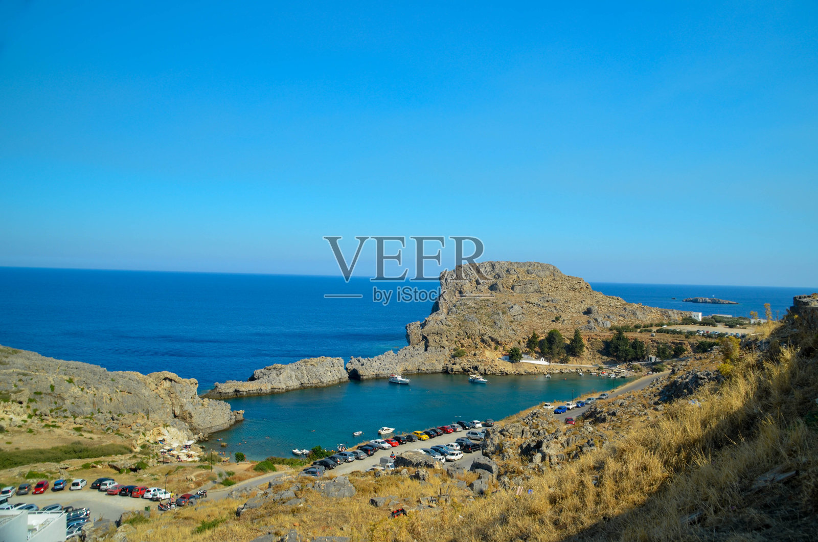 希腊罗德斯岛旅游胜地的林多斯照片摄影图片