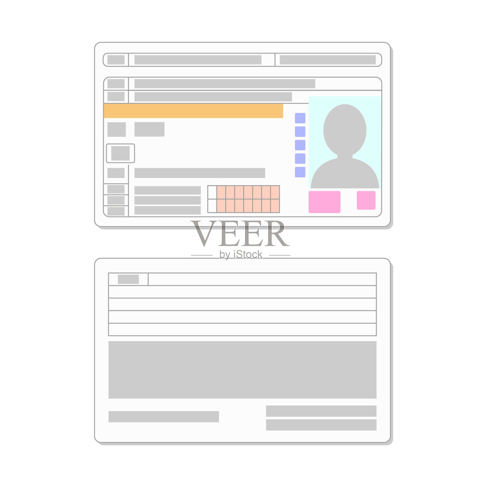 驾照的正面和背面插画图片素材