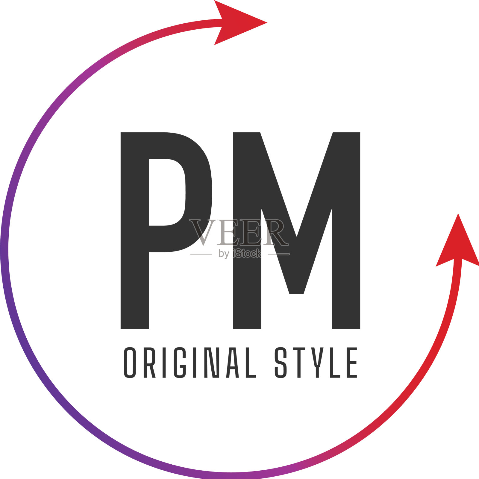首字母PM圈彩色logo设计插画图片素材