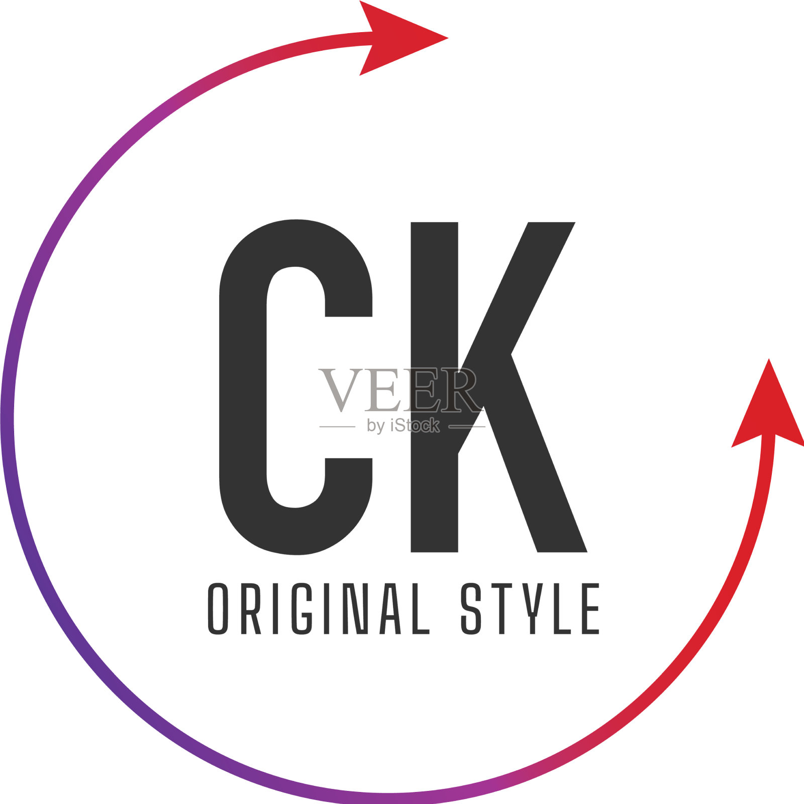 首字母ck圈彩色logo设计插画图片素材