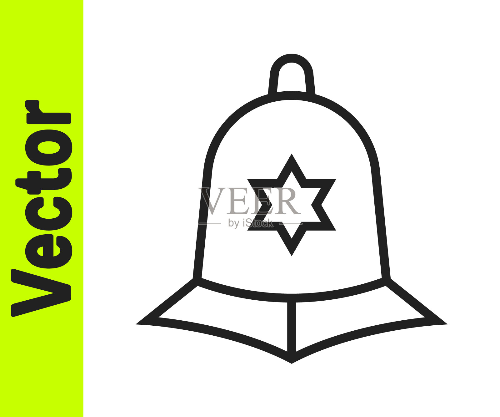 黑线英国警察头盔图标孤立在白色背景。向量插画图片素材