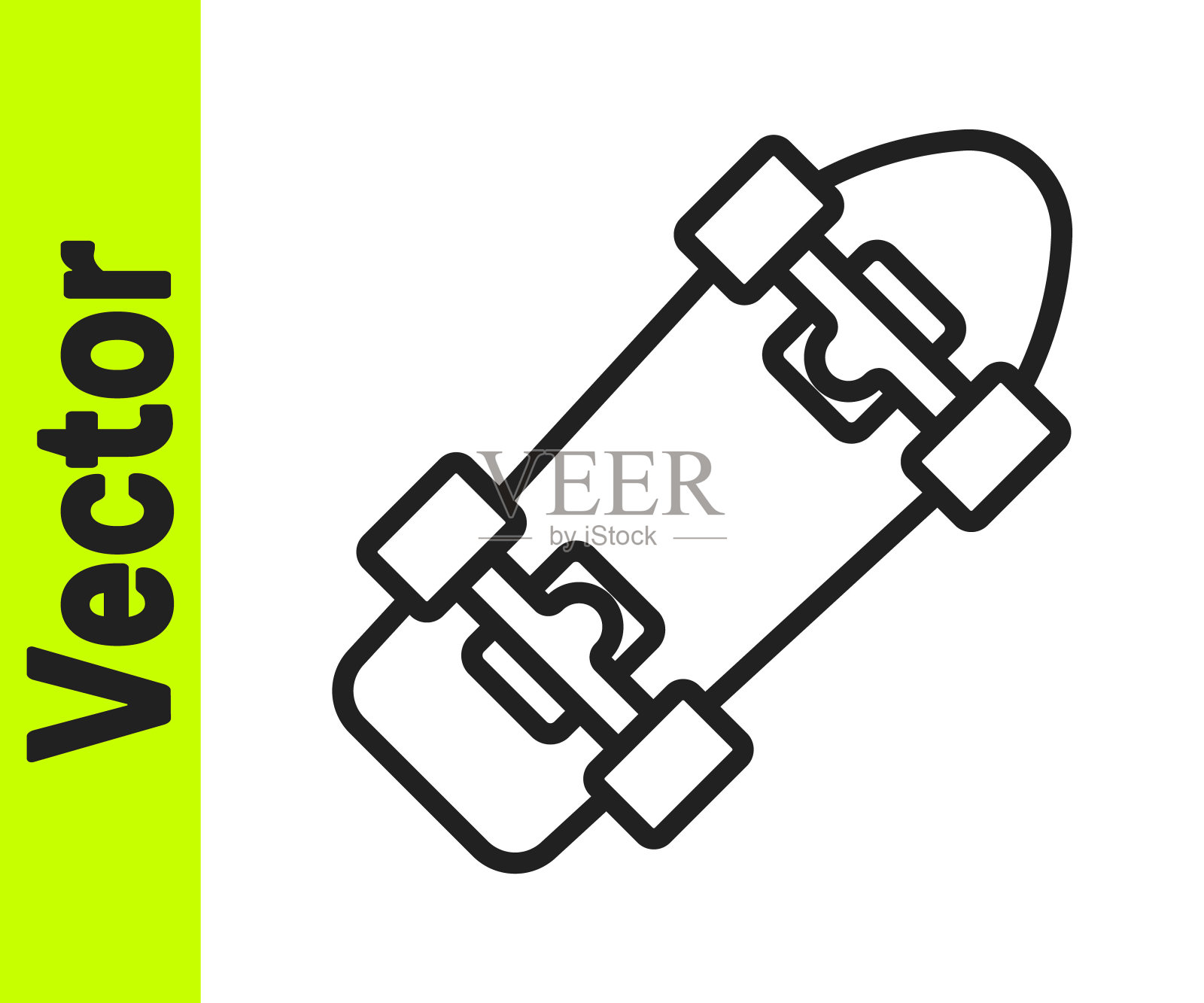 黑色线滑板图标孤立的白色背景。极限运动。运动设备。向量插画图片素材