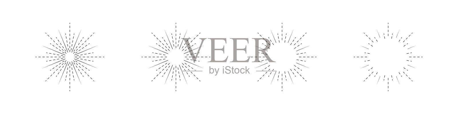 太阳射线线条风格圆风格太阳射线径向时尚线性矢量插图。插画图片素材