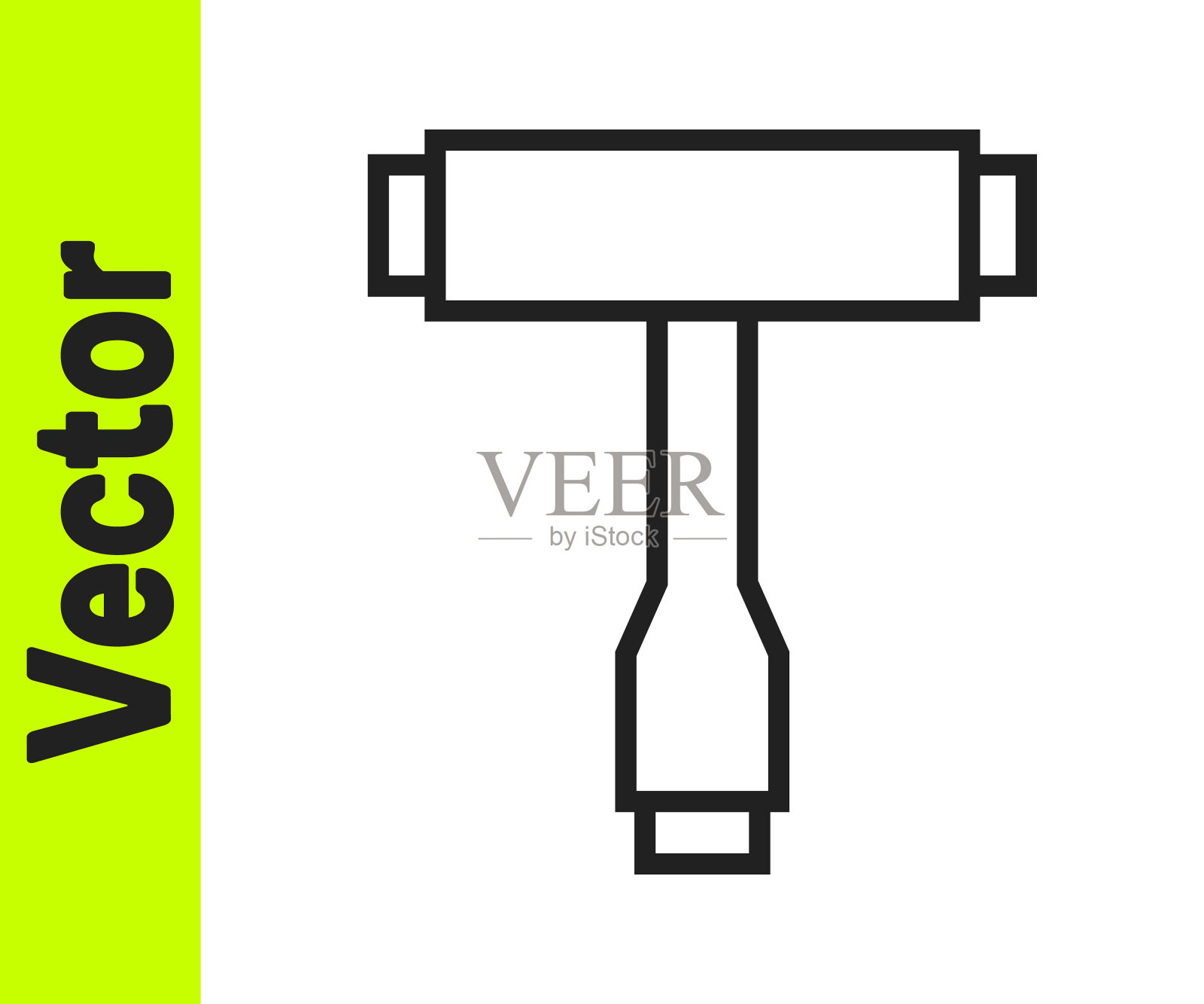 黑线多功能一体机便携式滑板工具t -工具滑板，长板，电动滑板图标隔离在白色背景。向量插画图片素材