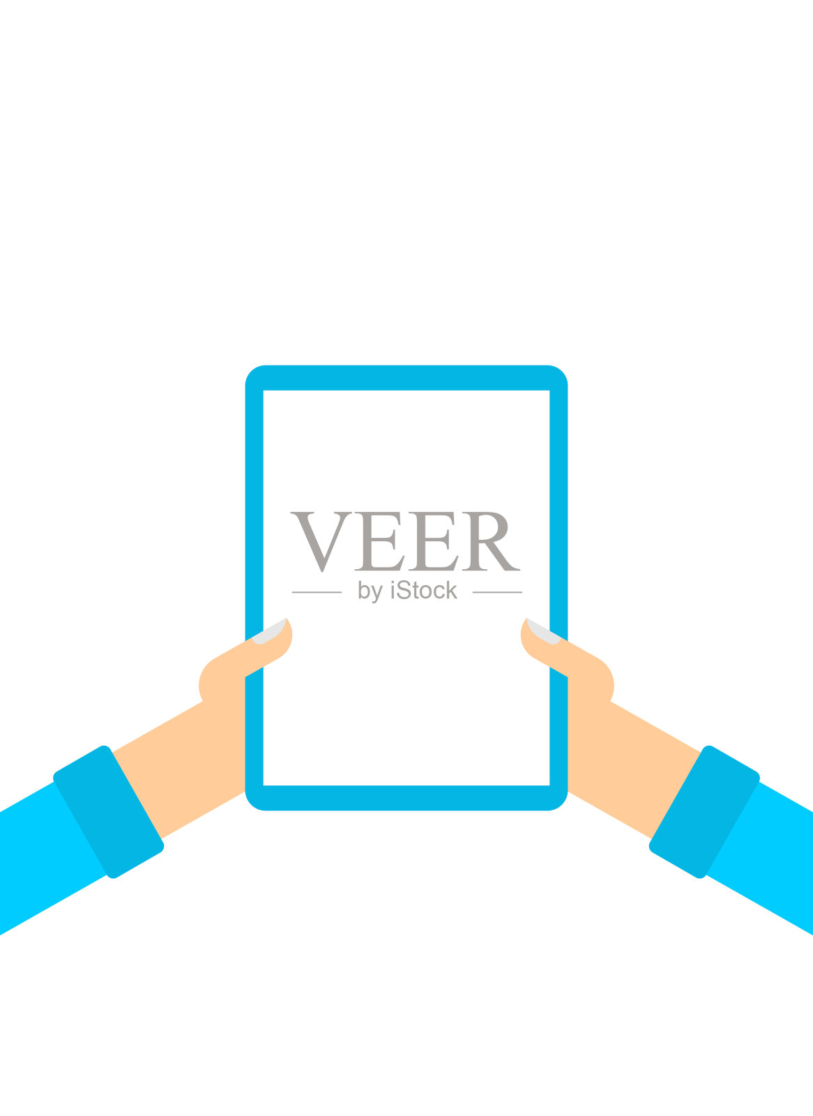 手用平板隔离。小工具屏幕和手指矢量插图插画图片素材