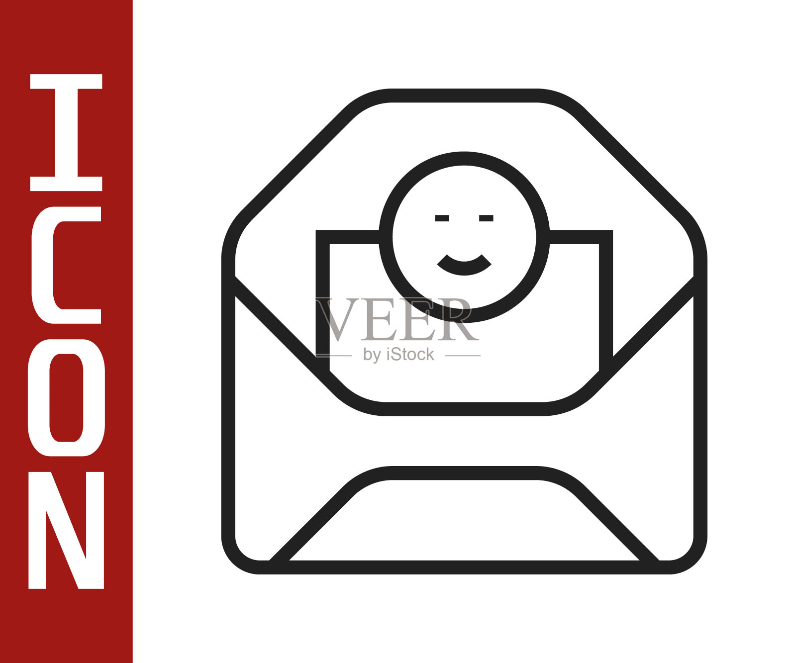 黑色线信封与情人节心形图标孤立在白色背景。消息的爱。信上写着爱和浪漫。向量图标素材