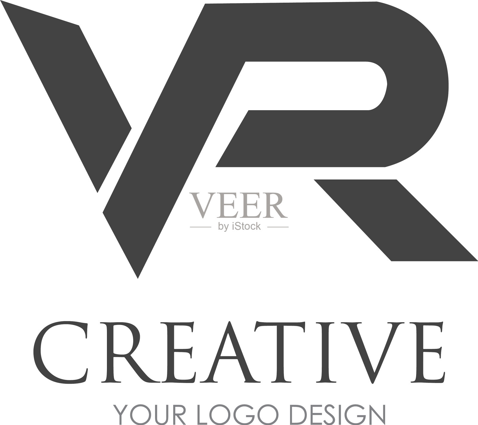 Vr字母标志设计具有创意的现代时尚感插画图片素材